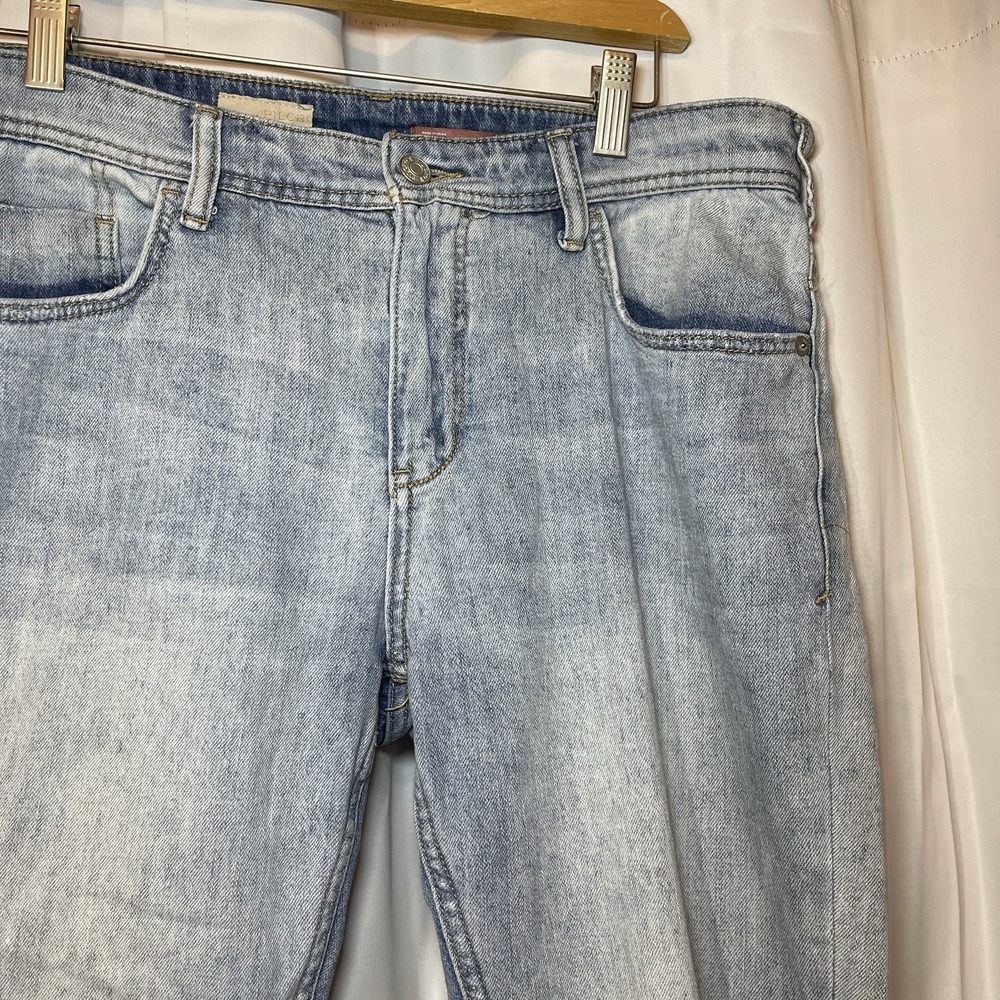 Anthropologie Pilcro Slim Boyfriend Jeans Size 34 Blue Womens Distressed Raw Hem